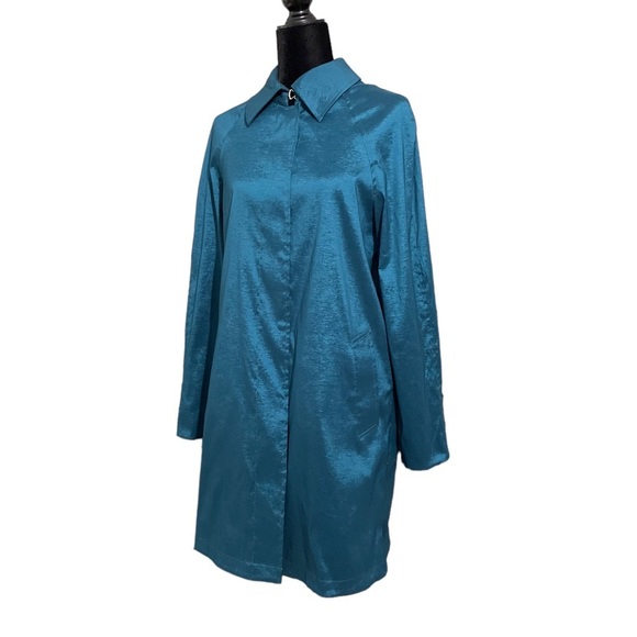 MYCRA PAC Rain Coat Short Length Peacock Teal Color Lace Lining - Picture 3 of 15